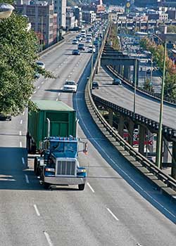 Image of Commercial Drivers truck on freeway